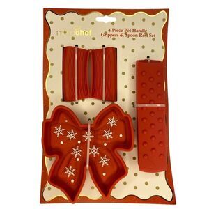 Prime Chef Christmas Pot Handle Grippers Spoon Rest 4 Piece Silicone Set Holiday